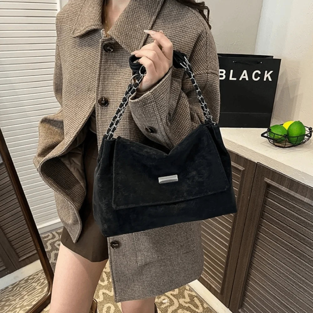 Retro Chain Crossbody Bag – Large PU Leather Women's Handbag Crossbody Shoulder Bag HIP