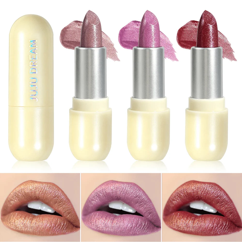 JUJU Dream Shimmer Metallic Lipstick – Bold High Pigment Lip Metallic Lipstick HIP