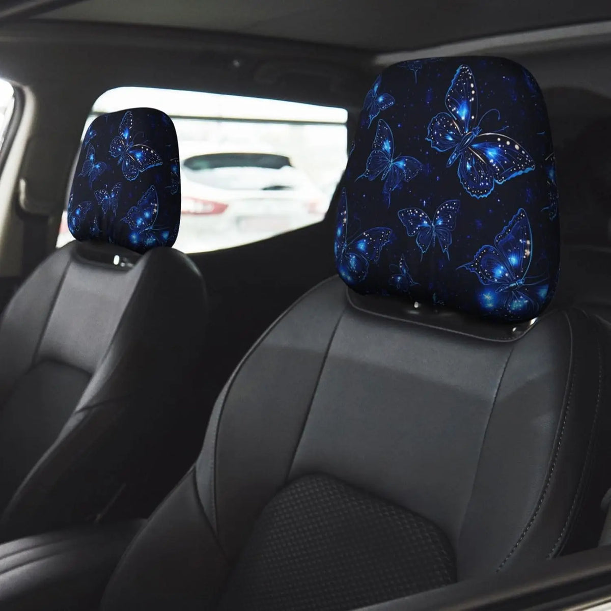 2-Pack Neon Blue Butterfly Car Headrest Covers | Universal Fit Car Headrest Cover HIP