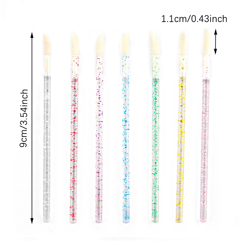 YSDO 50pcs Glitter Lip Gloss Brush Crystal Lipstick Applicators Eyelash Extension Cleaning Brushes Cleaner Makeup Tools Cosmetic HIP