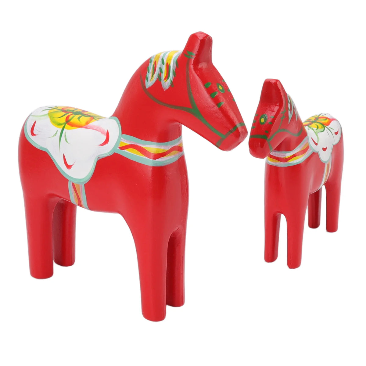 Wooden Swedish Dala Horse Handmade Hand Painted Coloring Swedish Dala Horse Statue Souvenir 1Pair Fine Carving for Decoration HIP