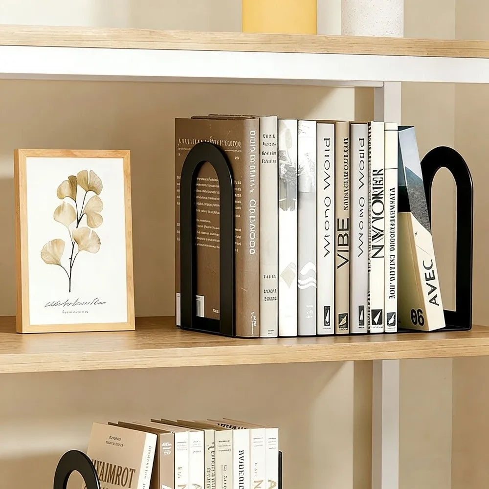 L-Shaped Metal Bookends – Non-Slip Desk Book Stand, 2 PCS Metal Bookends HIP