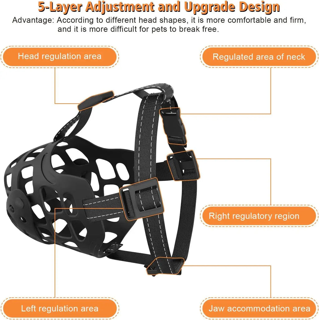 Breathable Basket Dog Muzzle with Movable Cover | Medium & Large Dog Muzzle HIP