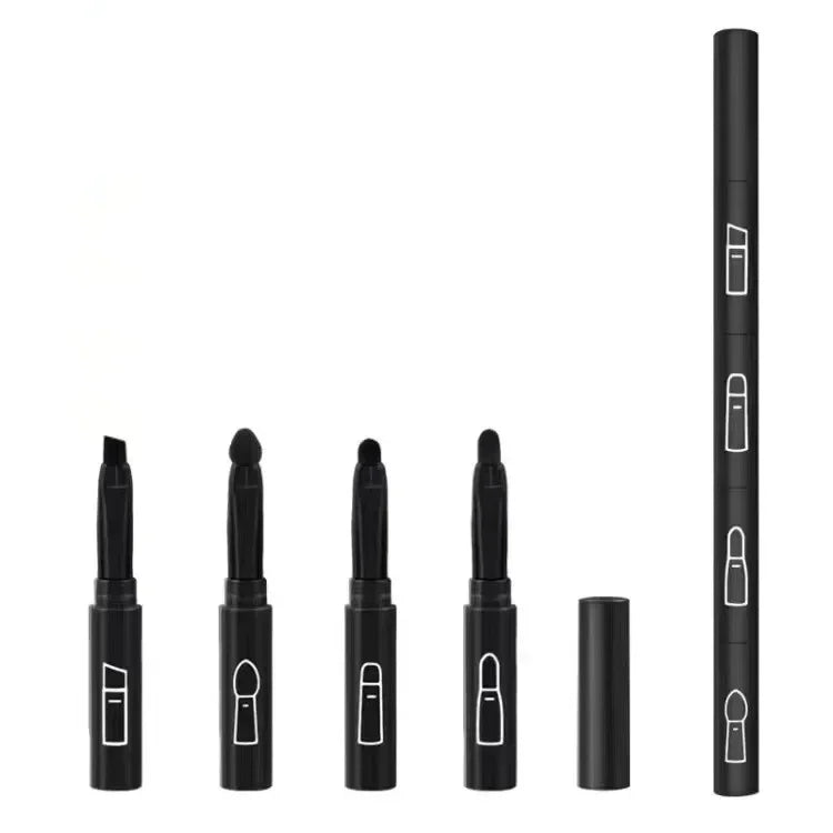 4-in-1 Detachable Makeup Brush Set – Eye, Lip & Brow Multifunctional Makeup Brush HIP C699-Black Set