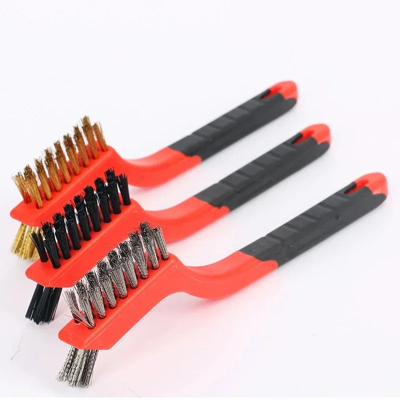 3-Piece Wire Brush Set – Brass, Stainless Steel & Nylon Wire Brush Set HIP
