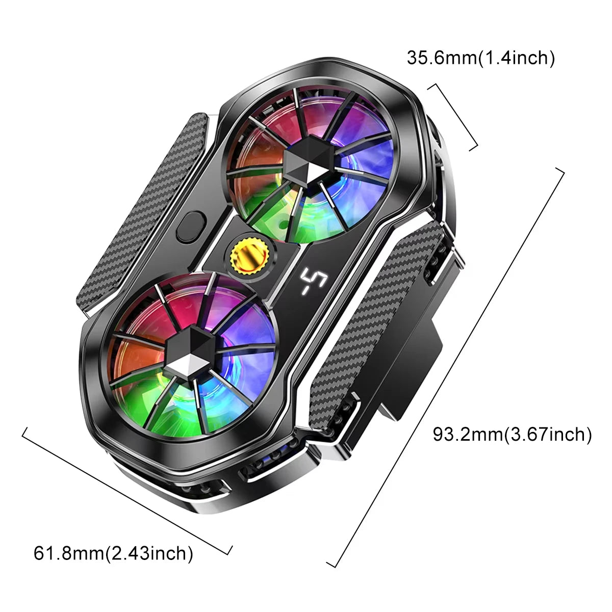 Semiconductor Dual Fan Phone Cooler for Gaming & Streaming Phone Cooler HIP black