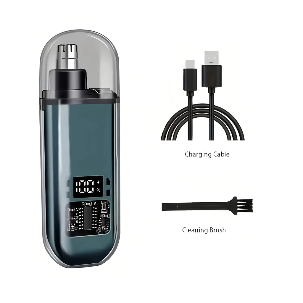 2-in-1 Rechargeable Electric Nose & Ear Hair Trimmer – Unisex Nose & Ear Trimmer HIP green
