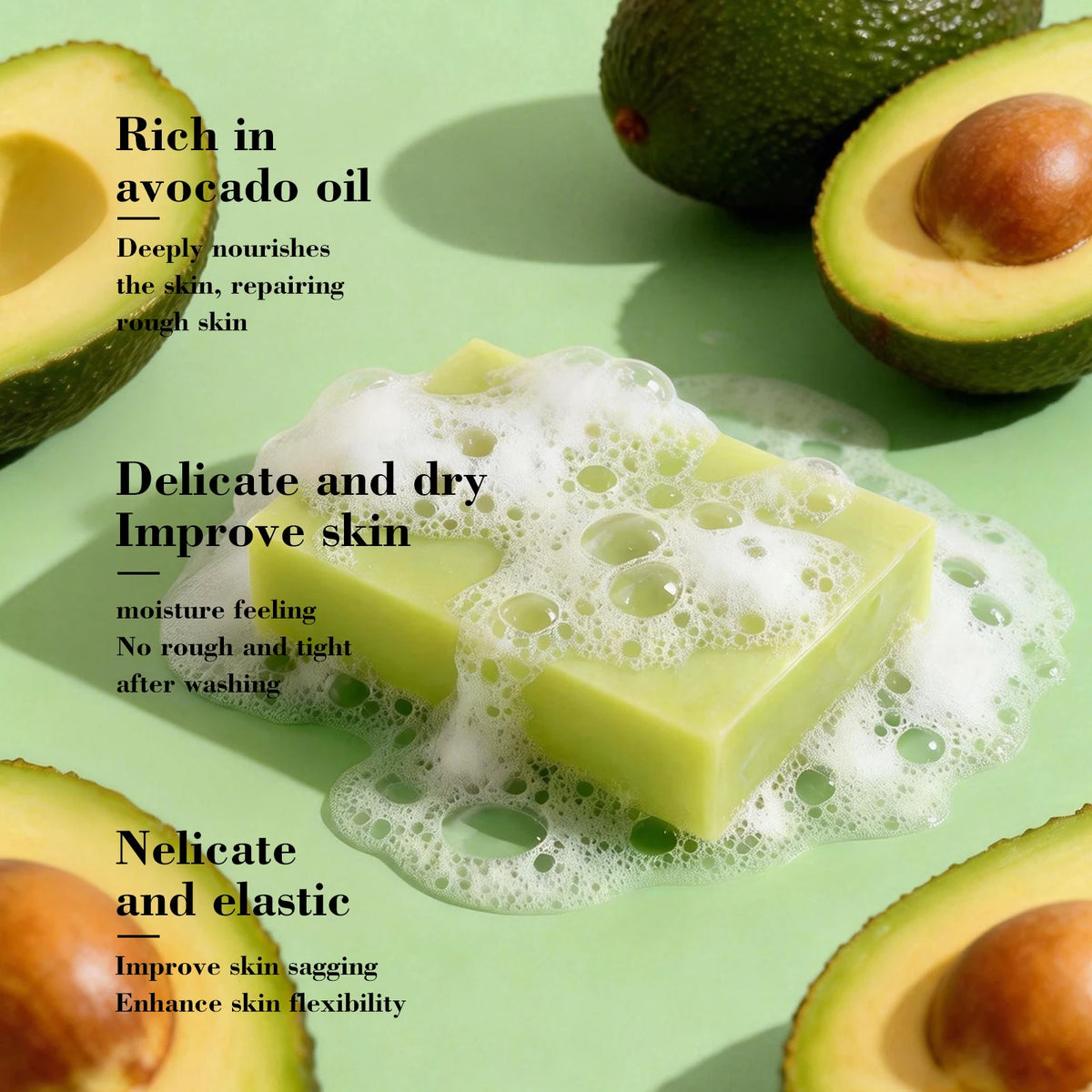 Organic Avocado Extract Soap – Hydrating & Brightening Bar Handmade Soap Bar HIP