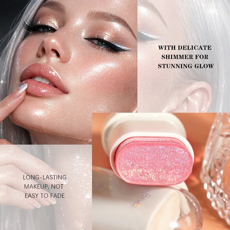 Shimmer Highlighter Stick Face Brightening Contour Stick Cream Glitter Makeup Waterproof Sweat-Proof Multi‑Use Cosmetic Makeup HIP