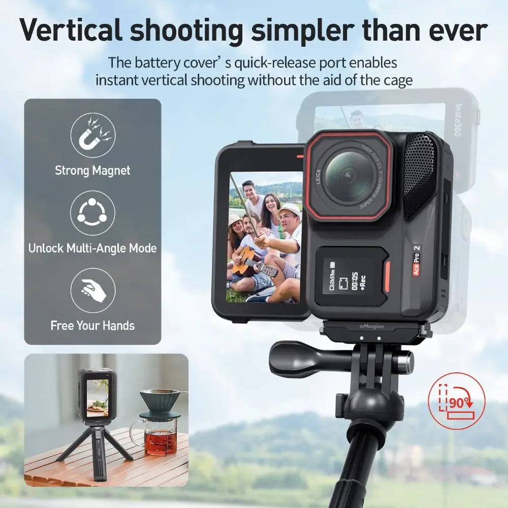 Waterproof Battery Cover for Insta360 Ace Pro 2 – Aluminum Camera Accessory HIP