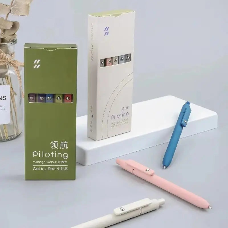 5-Color Retro Retractable Gel Pen Set – Fine Point Smooth Ink Gel Pen Set HIP