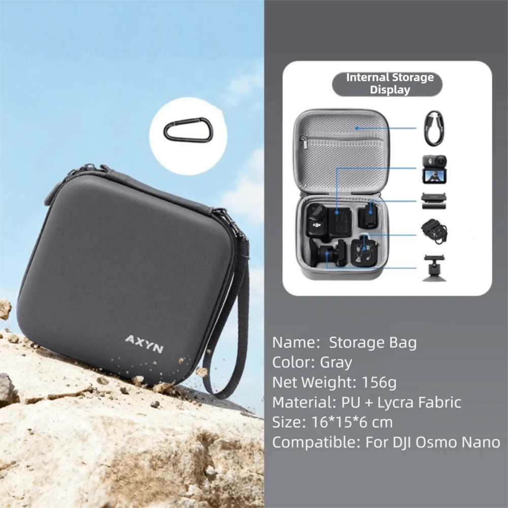 DJI Osmo Nano Mini Travel Case – Anti-Shock & Water-Resistant Camera Carrying Case HIP Grey