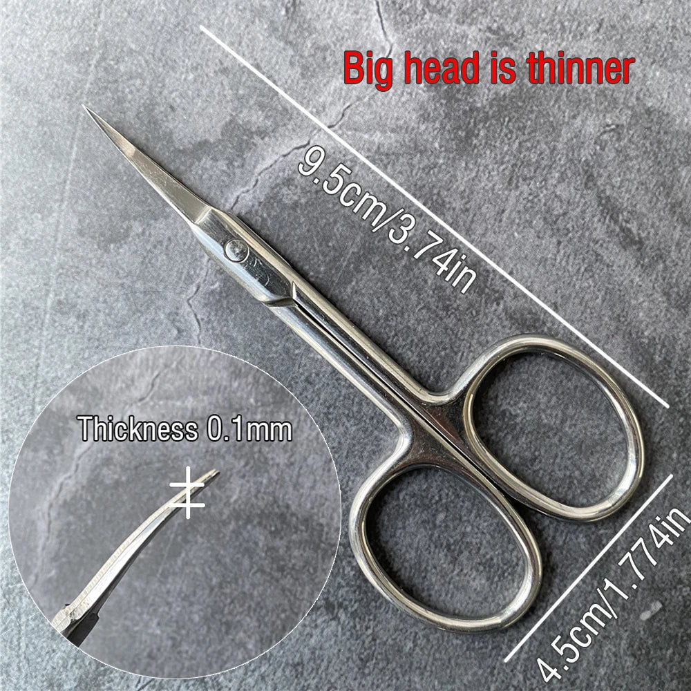 Stainless Steel Curved Tip Thin Blade Cuticle Scissors Nail Clippers Trimmer Dead Skin Remover Manicure Tools Eyebrow Toos HIP 02-Big