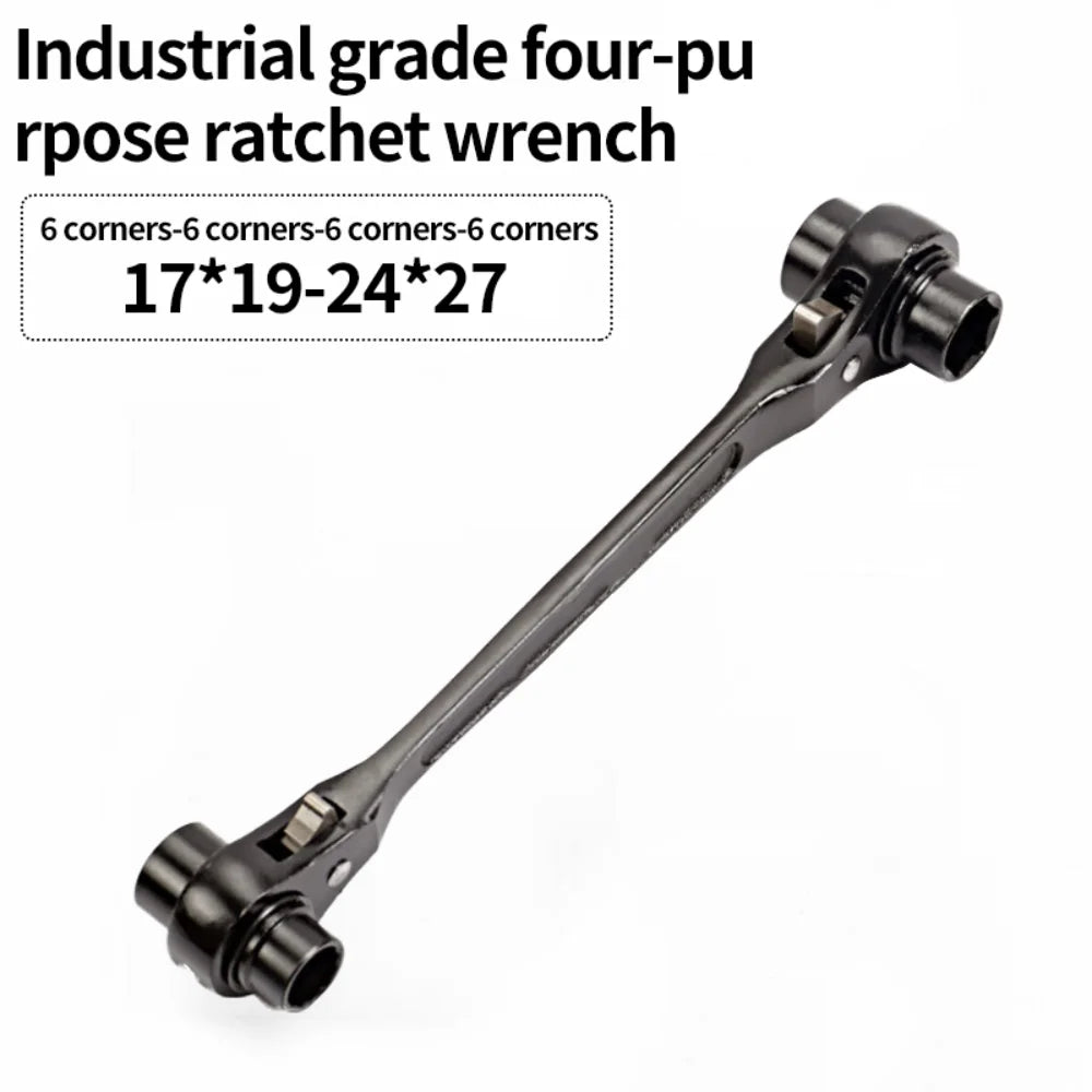 8-in-1 Dog Bone Double Ratchet Wrench – Steel Socket Set Ratchet Wrench Set HIP 17-19-24-27