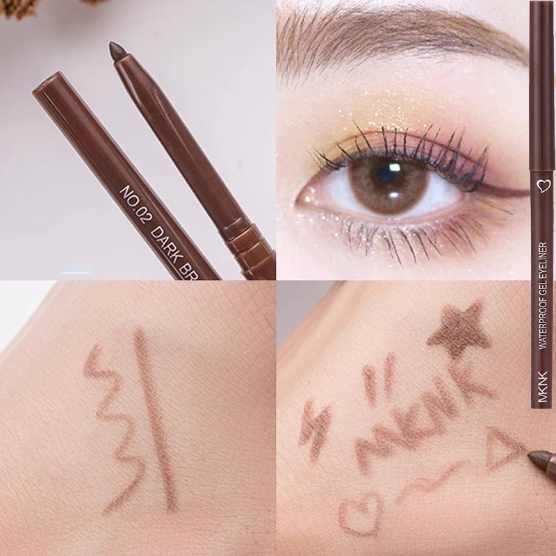 Matte Silkworm Eyeliner Pen Lasting Waterproof Not Blooming Shiny Quick Drying Eye Liner Gel Pen Brown Eye Shadow Pen Makeup HIP 02 Dark brown