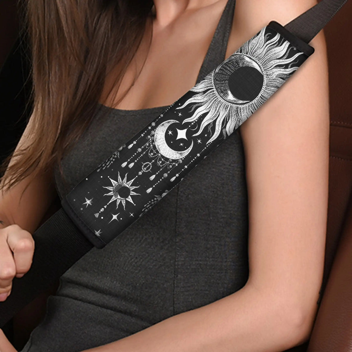 Sun Moon Seat Belt Shoulder Pad – Soft, Skin-Friendly Car Cover Seat Belt Pad HIP