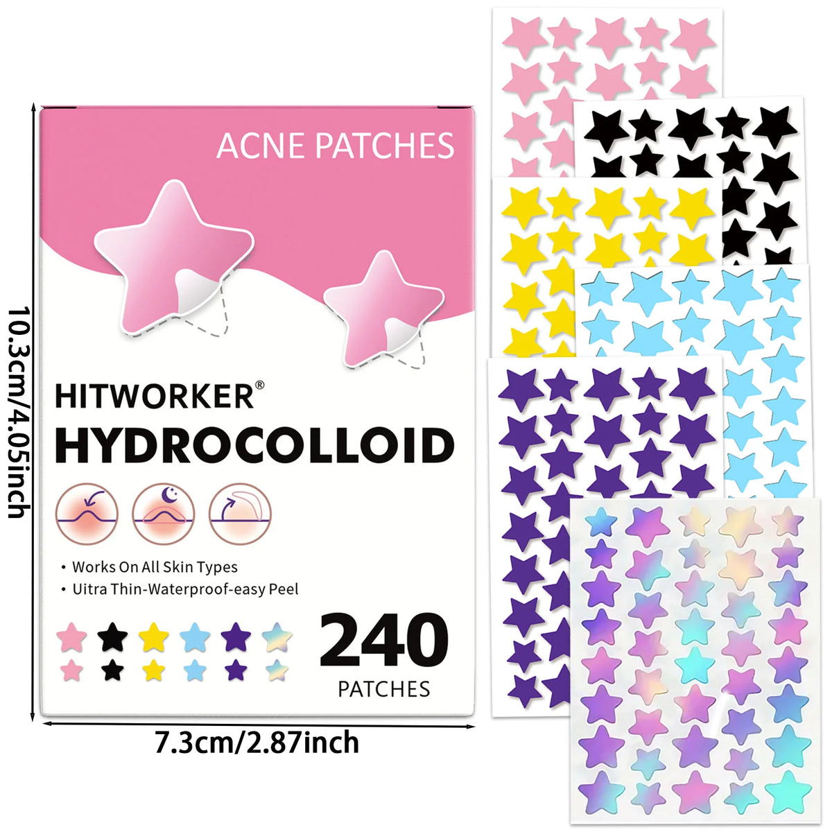 Black Star Shaped Hydrocolloid Acne Patch 200/400 Pieces/Box Acne Patch, Alcohol Free, Gentle And Non Irritating Absorption HIP 240pcs