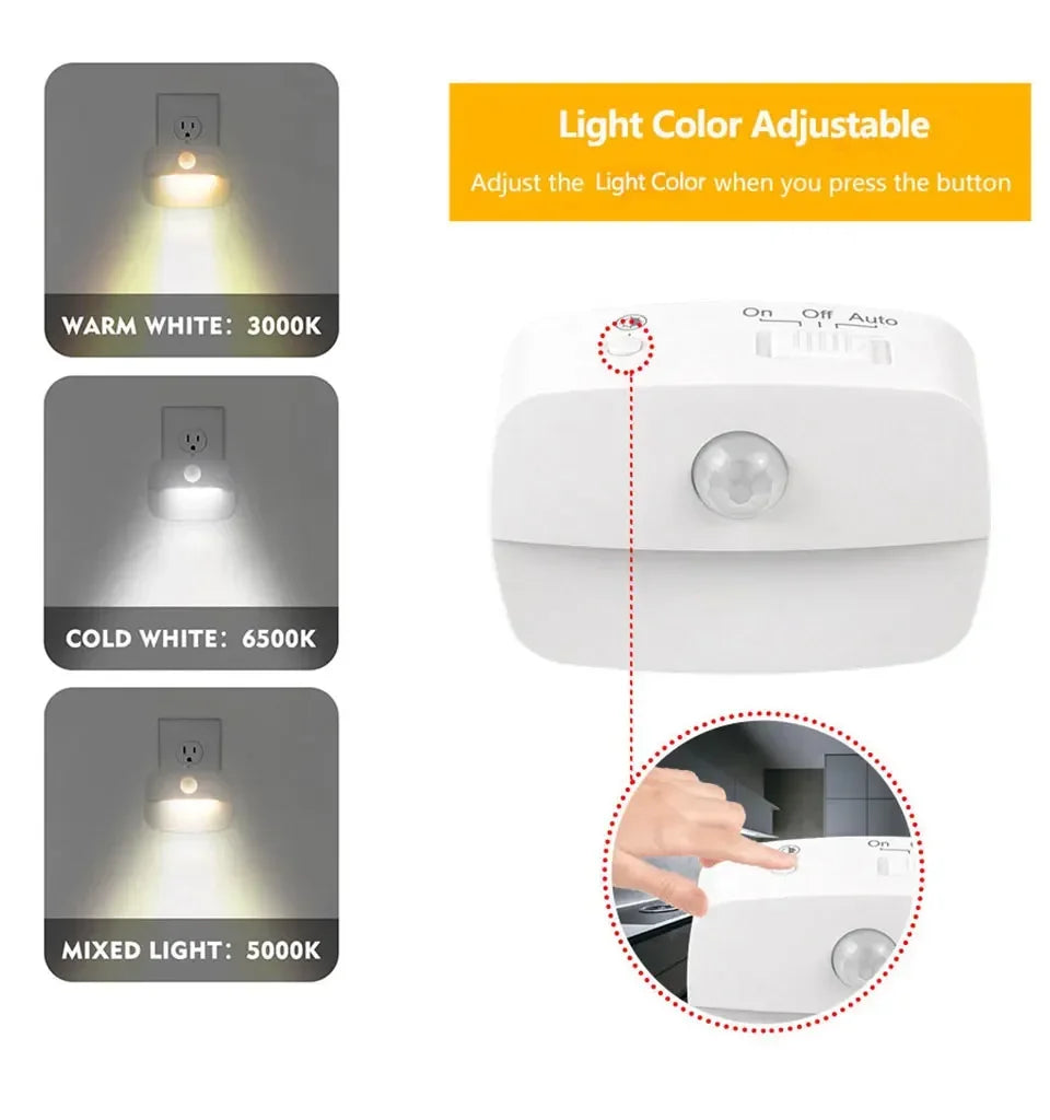 Motion Sensor LED Night Light – 3-Mode Plug-In | EU & US Motion Sensor Night Light HIP