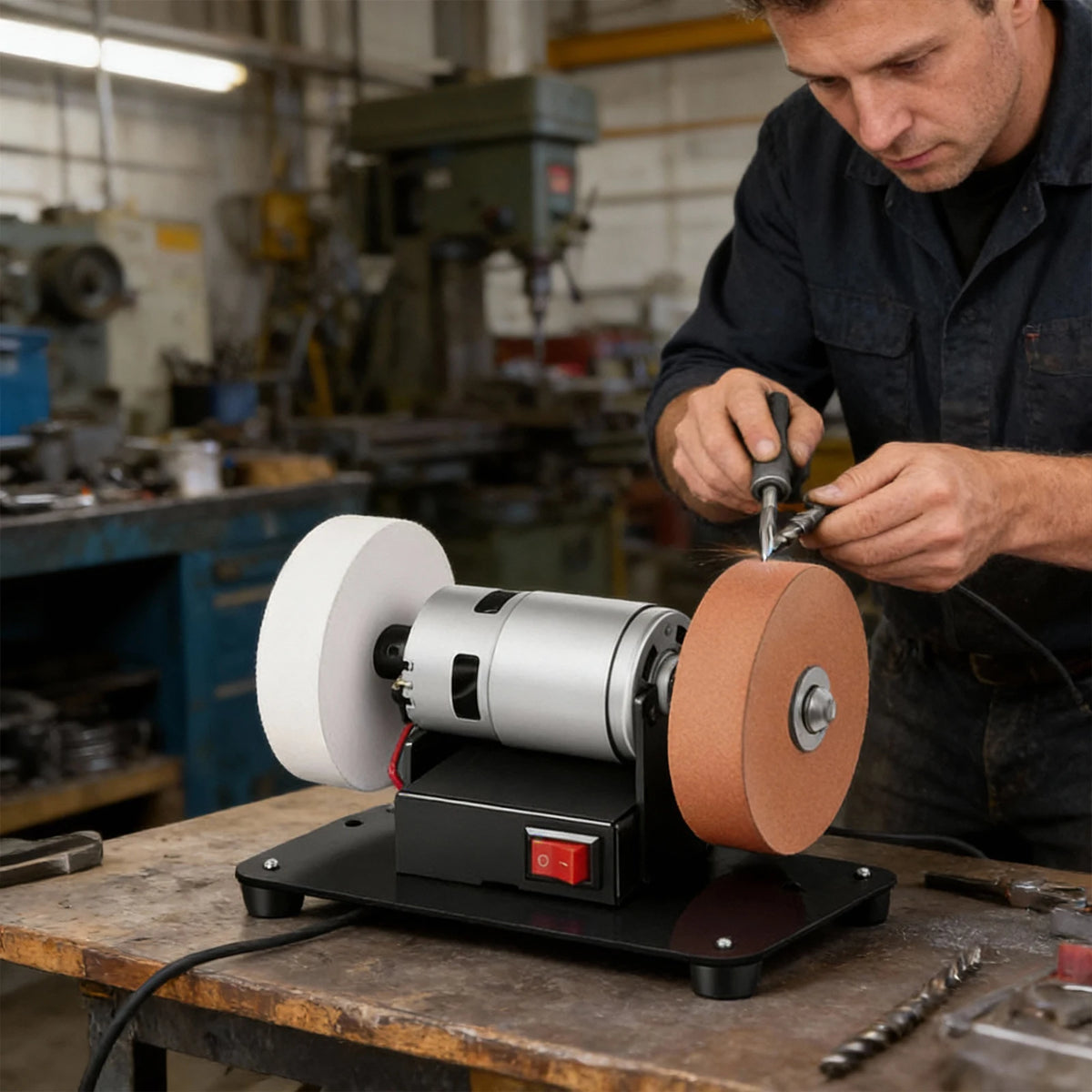 Mini Bench Grinder 2-Wheel 96W Variable Speed – Metal & Wood Bench Grinder HIP