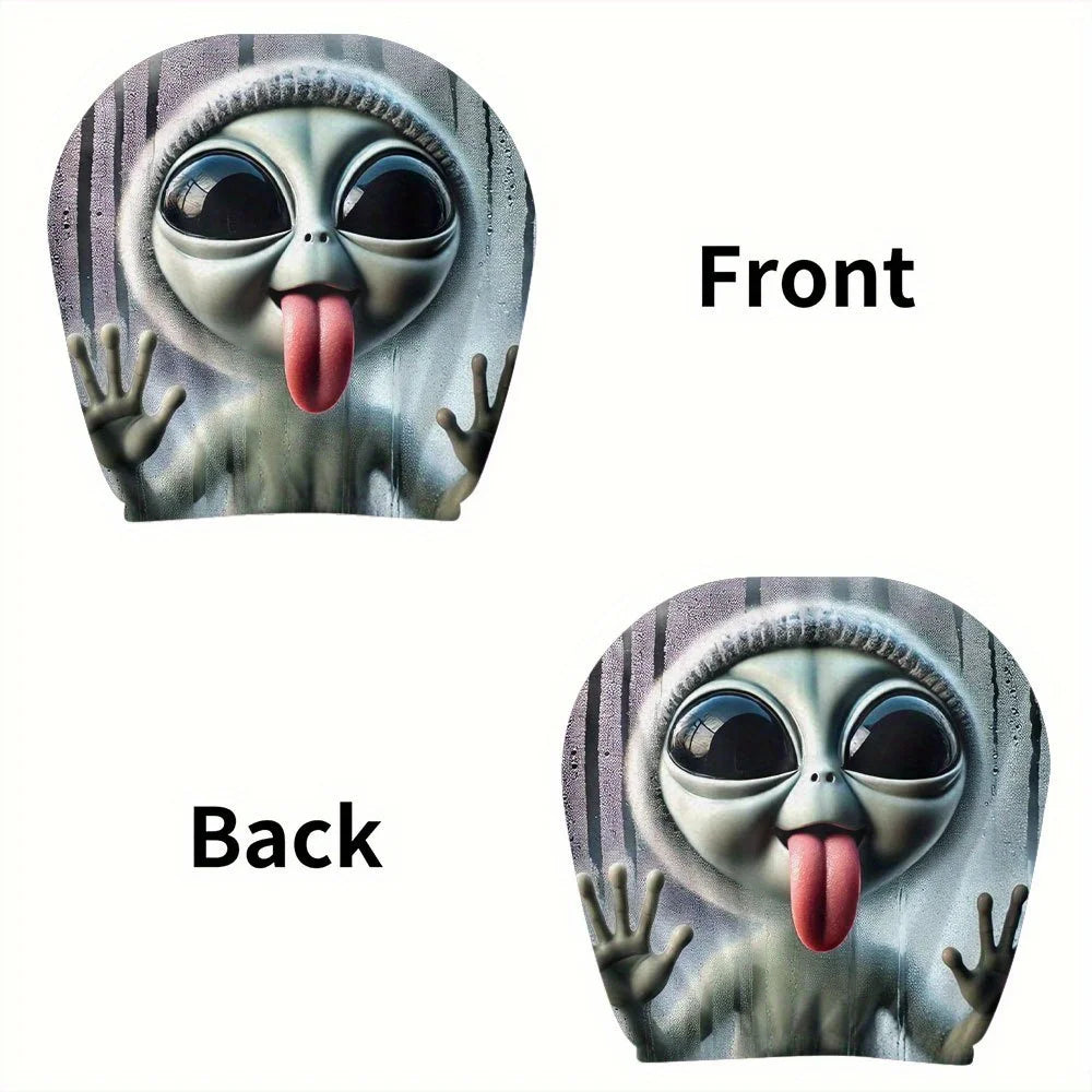 2-Pack Alien Print Car Headrest Covers – Universal Fit Car Headrest Covers HIP black