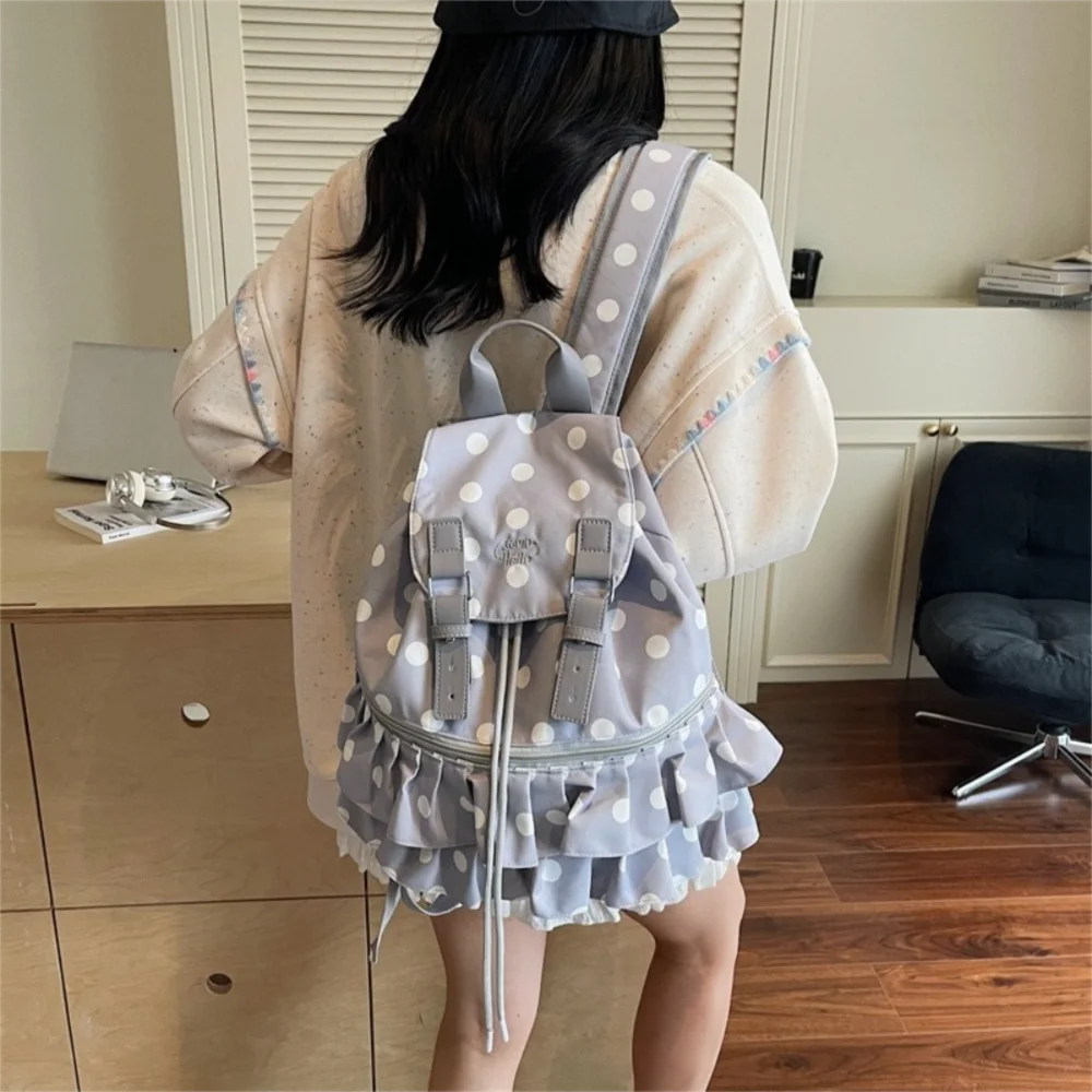 Polka Dot Nylon Backpack – School, Travel & Daily Use Nylon Backpack HIP