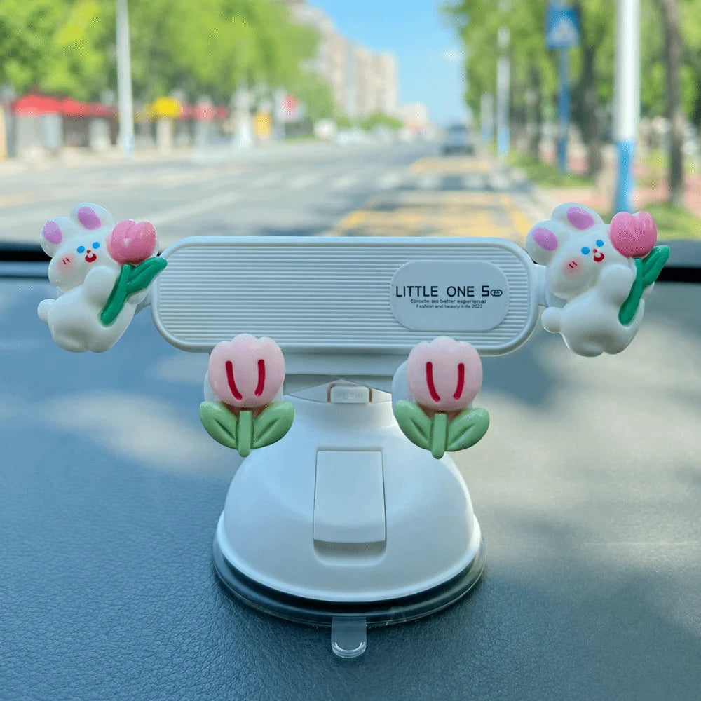 Cartoon Car Dashboard Phone Holder – Gravity Clamp & Suction Car Phone Mount HIP A