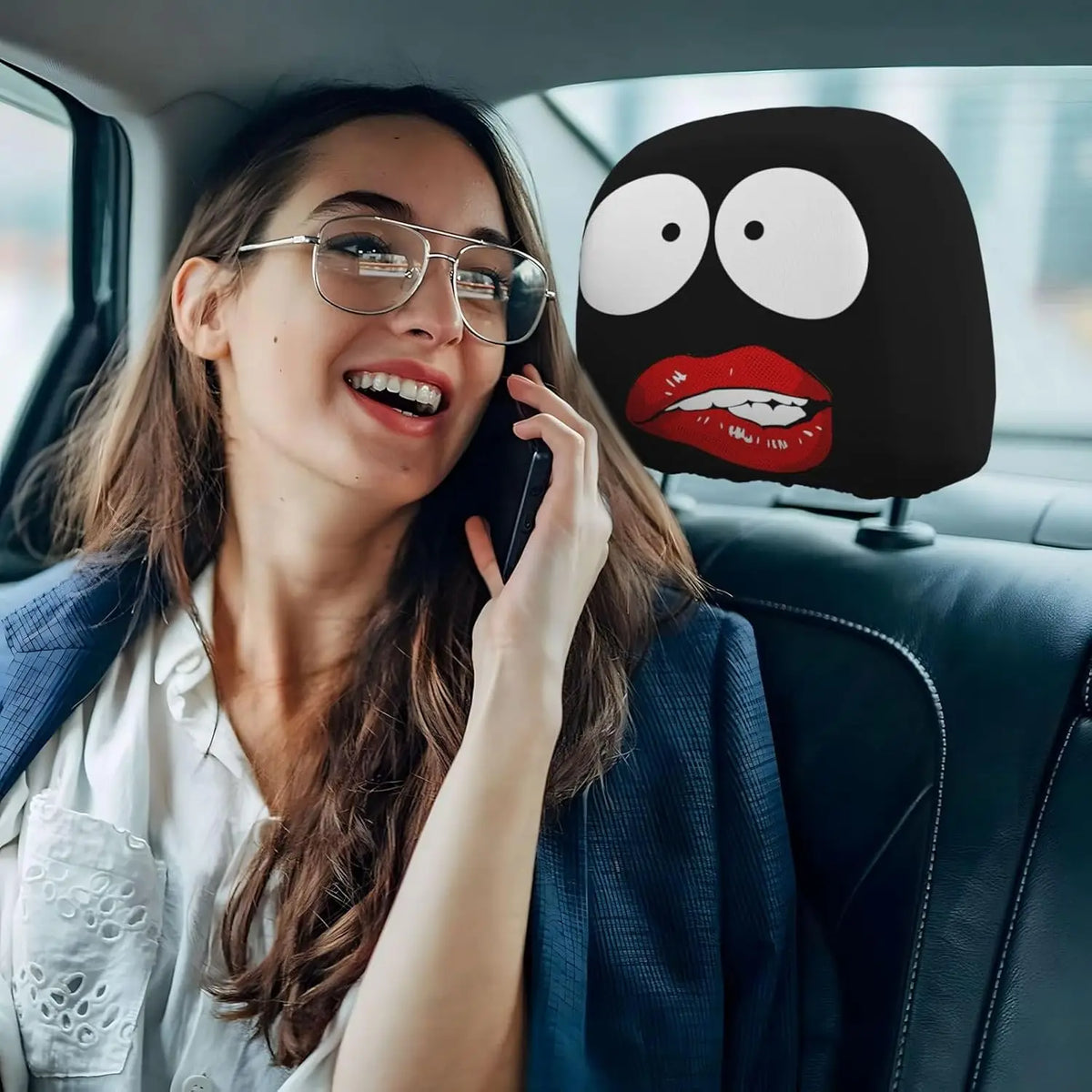 Cartoon Eyes Car Seat Headrest Covers – 2 Pcs Universal Car Headrest Cover HIP