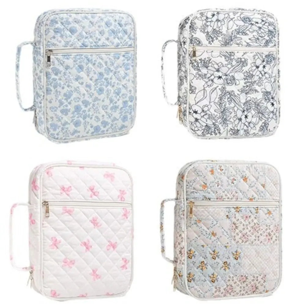 Floral Bible Cover Bag – Zipper Pocket, Handle, 100% Cotton Bible Cover Bag HIP