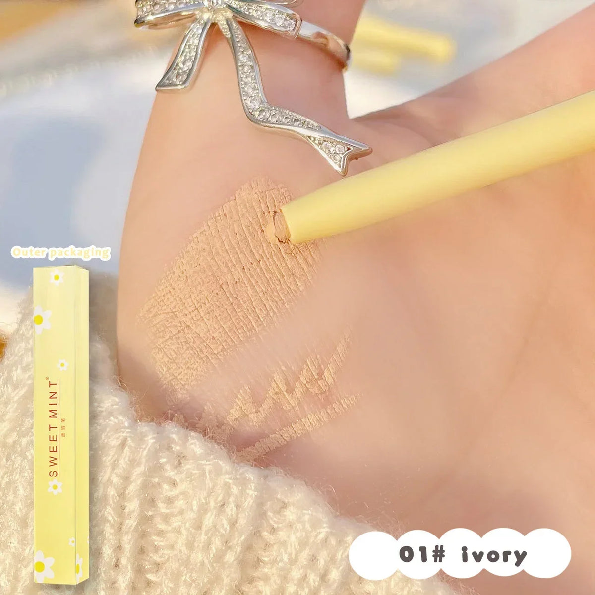 Full Cover Concealer Stick Pencil Conceal Spot Blemish Cream Foundation Waterproof Double-ended Contour Makeup Tool Cosmetic HIP 1 Ivory-DoubleHead