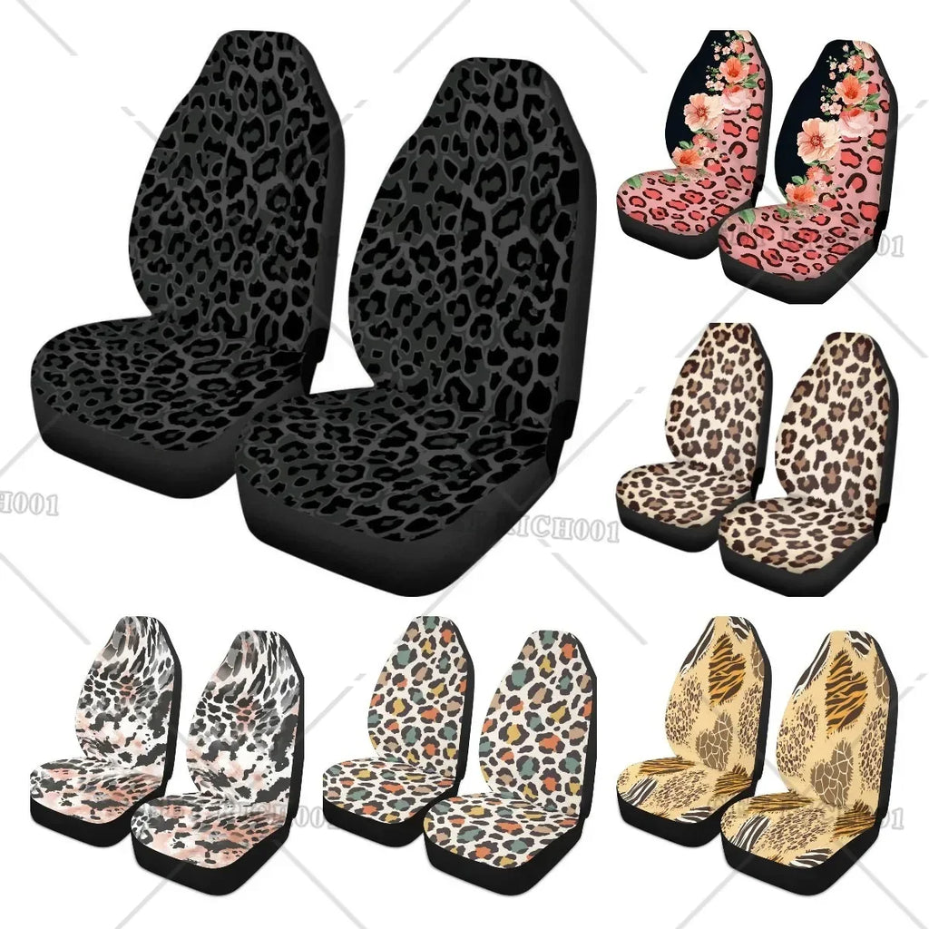 Leopard Print Car Seat Covers – Black Gray Universal Fit Car Seat Covers HIP