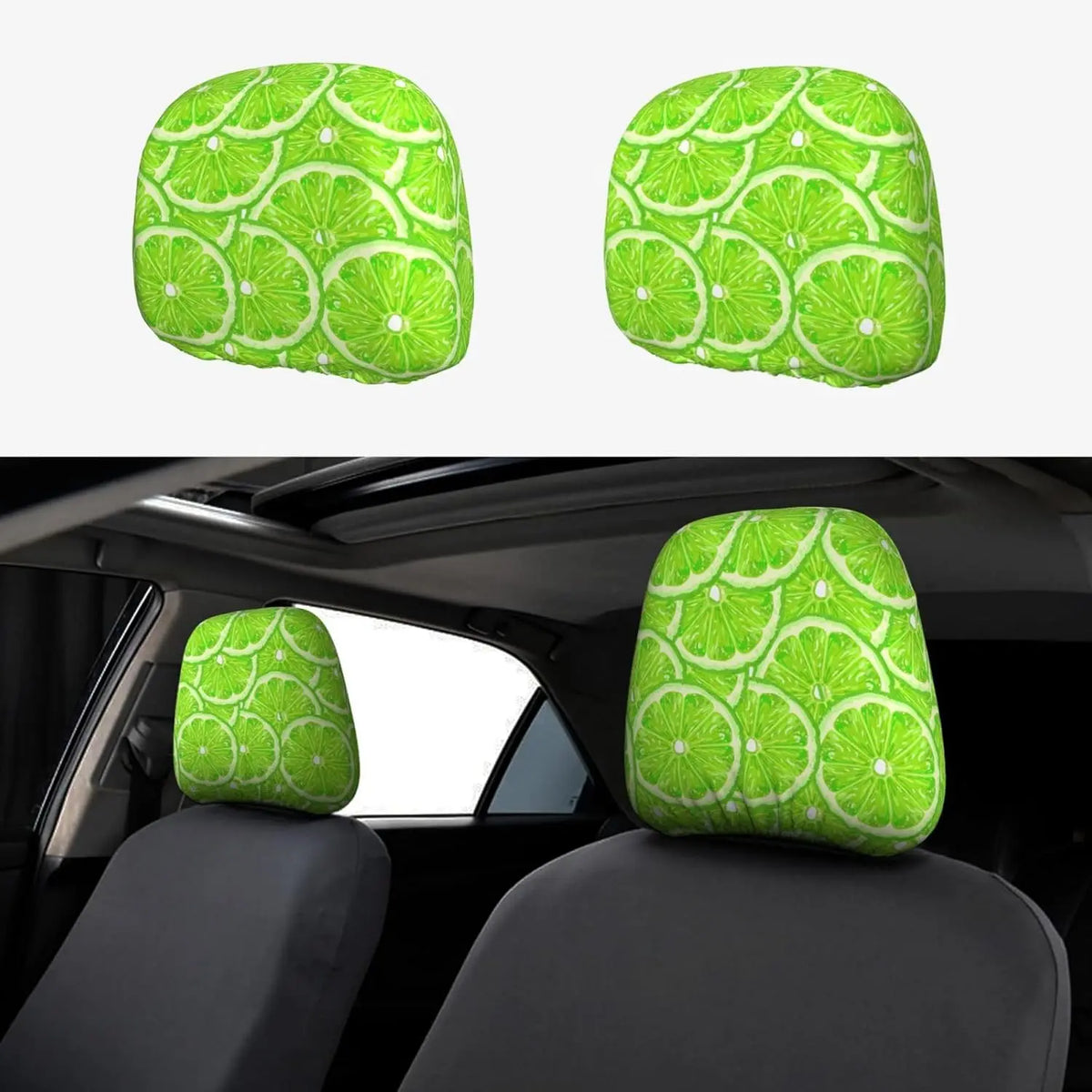 Lime Green Car Headrest Covers – Universal Fit, 2 Pack Car Headrest Covers HIP