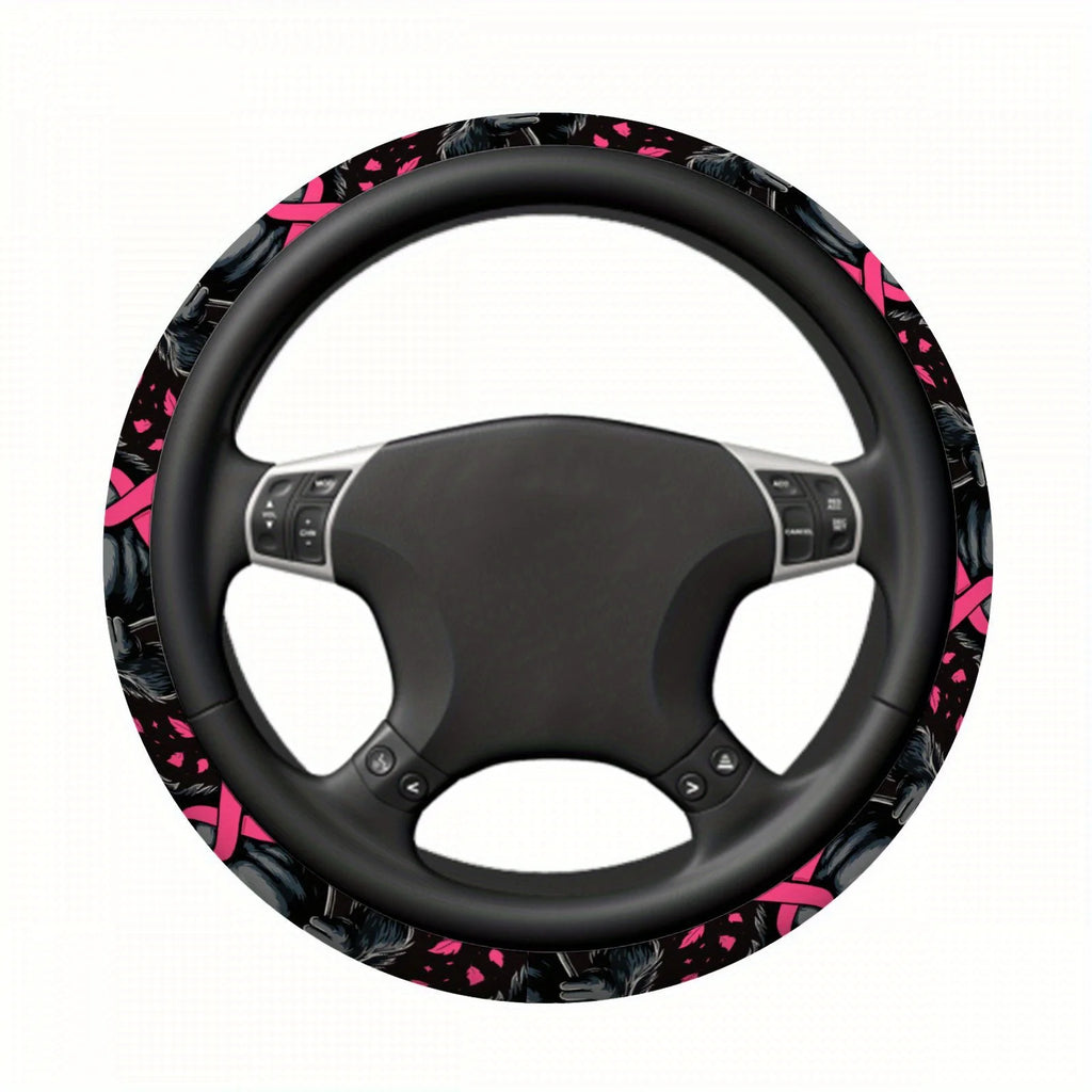 Pink Ribbon Steering Wheel Cover – Car Protector for Men & Women Steering Wheel Cover HIP
