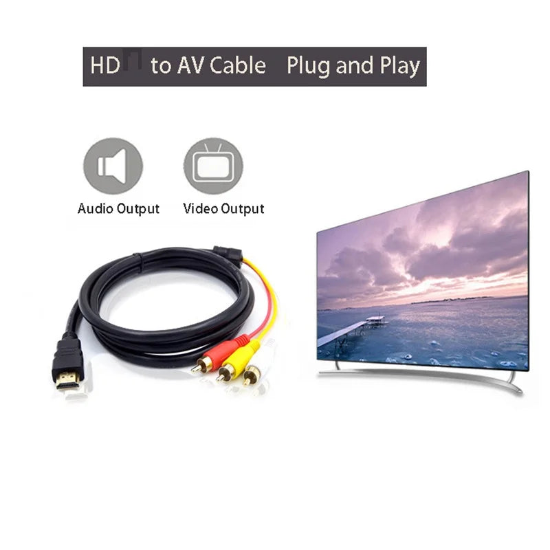 HDMI to 3RCA Cable One-Way HD Player Adapter | OULLX HDMI Adapter Cable HIP