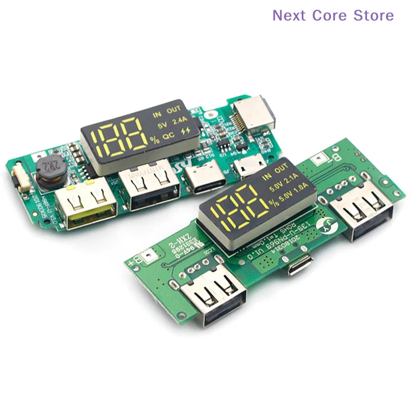 LED Dual USB 5V 2.4A 18650 Power Bank Lithium Charger Board Battery Charger Module HIP