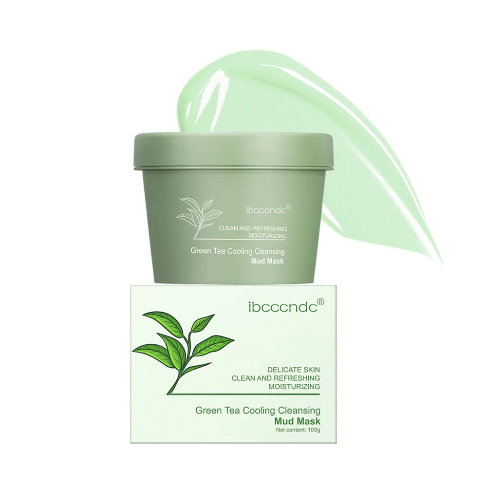Green Tea Mud Mask Natural Skincare Deeply Cleansing Pore Nourishing Clay Face Mask Face Skin Care Cleaner 100g HIP 100g