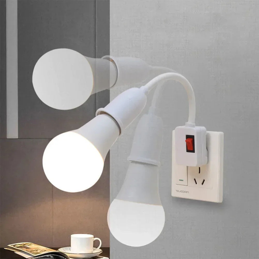 Stainless Steel E27 Lamp Base Flexible Bend Mobile Test Light Socket Light Adapter Plug Switch With On/Off EU US Plug in HIP