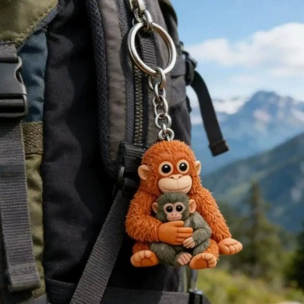 Orangutan Plush Keychain Simulation Monkey Toy Bag Pendant Furry Animal Keyring Realistic Ape Doll For Car Keys Backpack Decor HIP