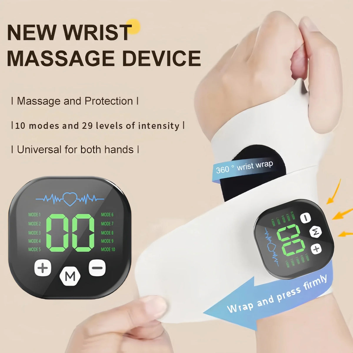 Cordless Electric Wrist Massager – 8 Modes & 30 Levels | CAMMUO Wrist Massager HIP