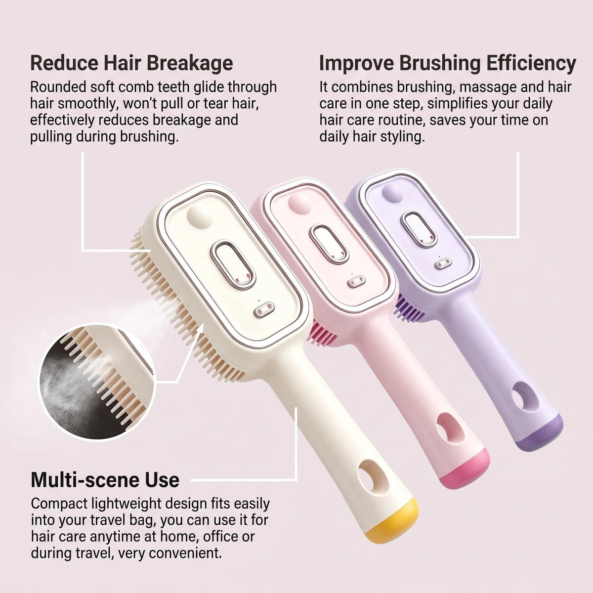 Electric Mist Hair Brush – Steam Detangling & Scalp Care Steam Hair Brush HIP