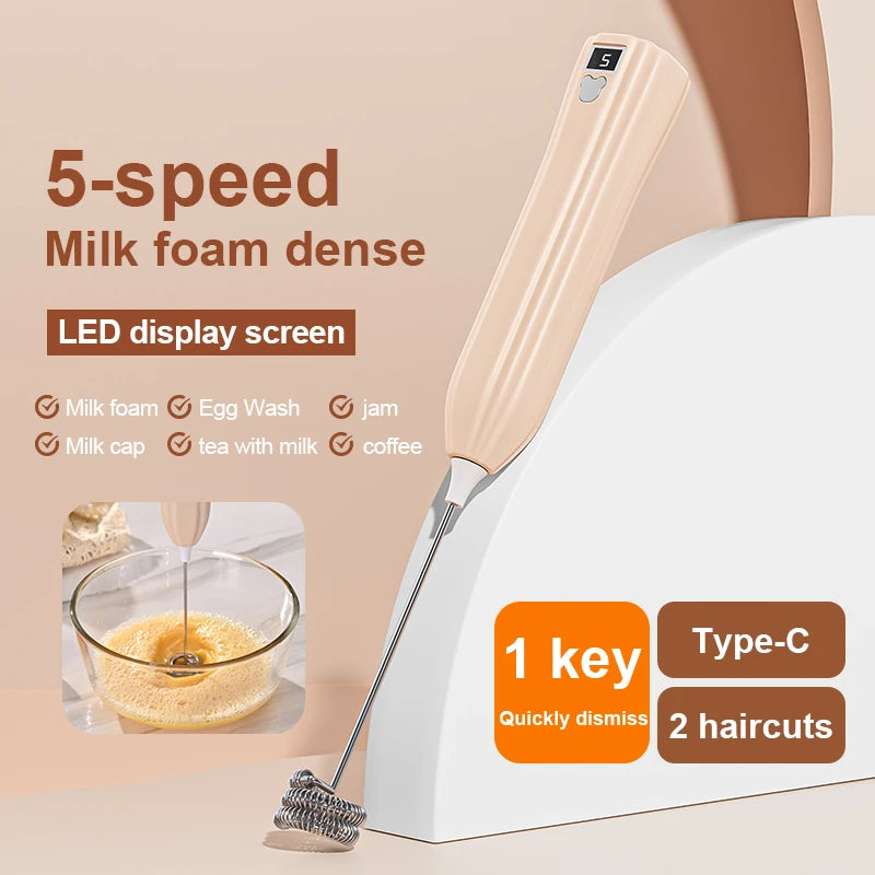 USB Handheld Electric Egg Beater & Mini Coffee Mixer – 5 Speed Handheld Electric Mixer HIP