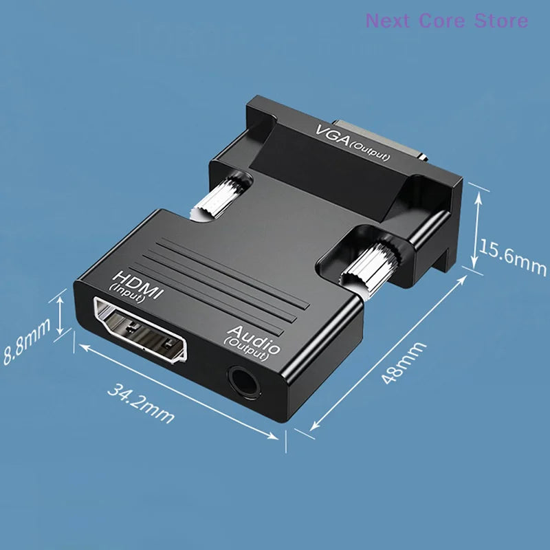HDMI to VGA Adapter with Audio – 1080P Female to Male Display Adapter HIP