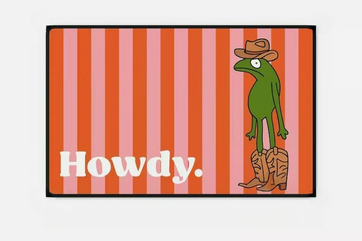 Howdy Cowboy Frog Funny Welcome Doormat – Anti-Slip Novelty Doormat HIP