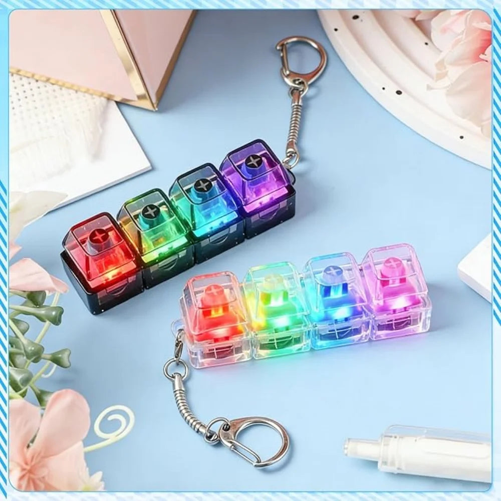 4-Button RGB Fidget Keyboard Keychain with LED Lights | HIP Fidget Keychain Toy HIP