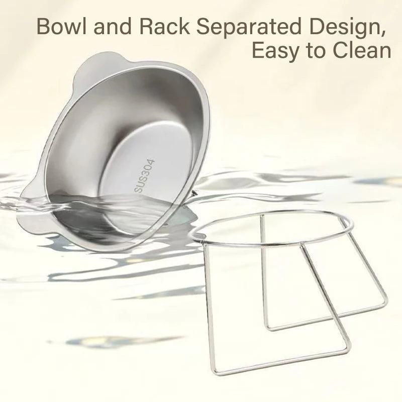 Raised Stainless Steel Cat Bowl – 15° Elevated Feeding Design Elevated Pet Bowl HIP