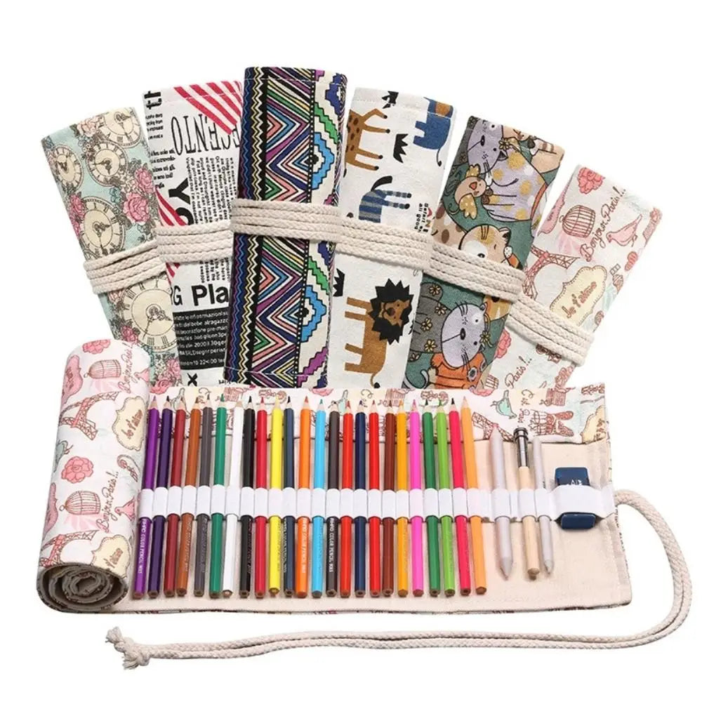 Roll-Up Canvas Pencil Case – 12 to 72 Slot Organizer Roll-Up Pencil Case HIP