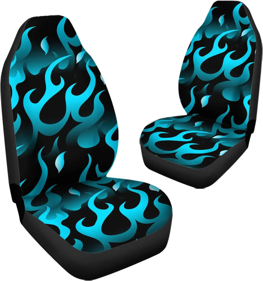 Fire Blue Flame Car Seat Covers – Universal 2-Piece Front Set Car Seat Covers HIP
