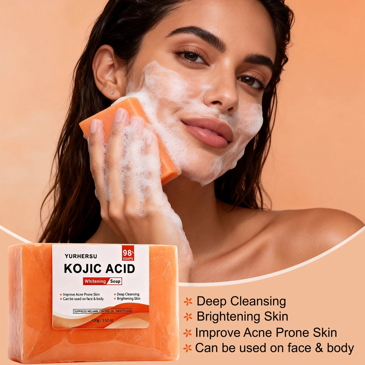 Kojic Acid Brightening Face Soap – Natural Skin Moisturizing Brightening Facial Soap HIP