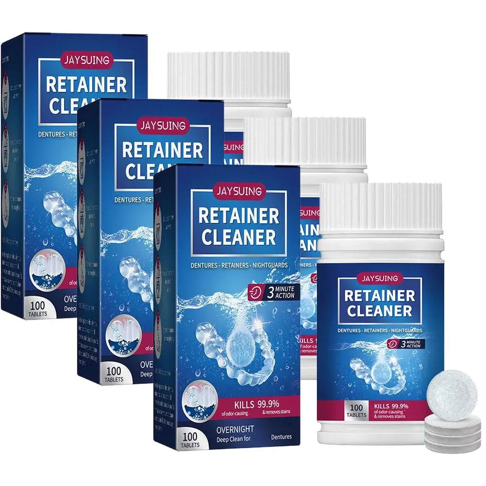 Jaysuing False Tooth Cleaning Tablets Denture Cleaning Tablets Removes Odor Orals Cleaning Retainer Cleaner Fresh Breath HIP 3pcs