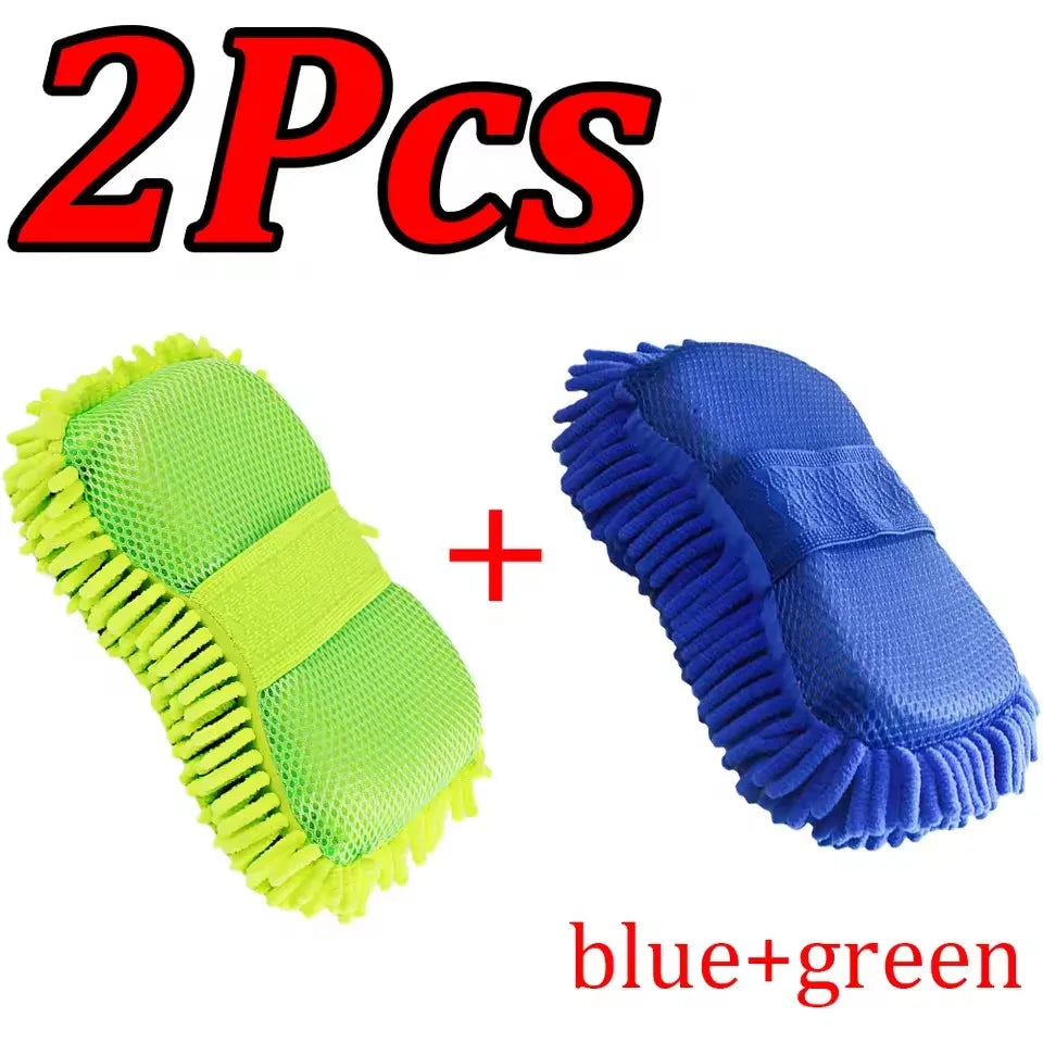 Microfiber Chenille Car Wash Sponge & Glove Kit Car Wash Kit HIP C797-1Green 1Blue