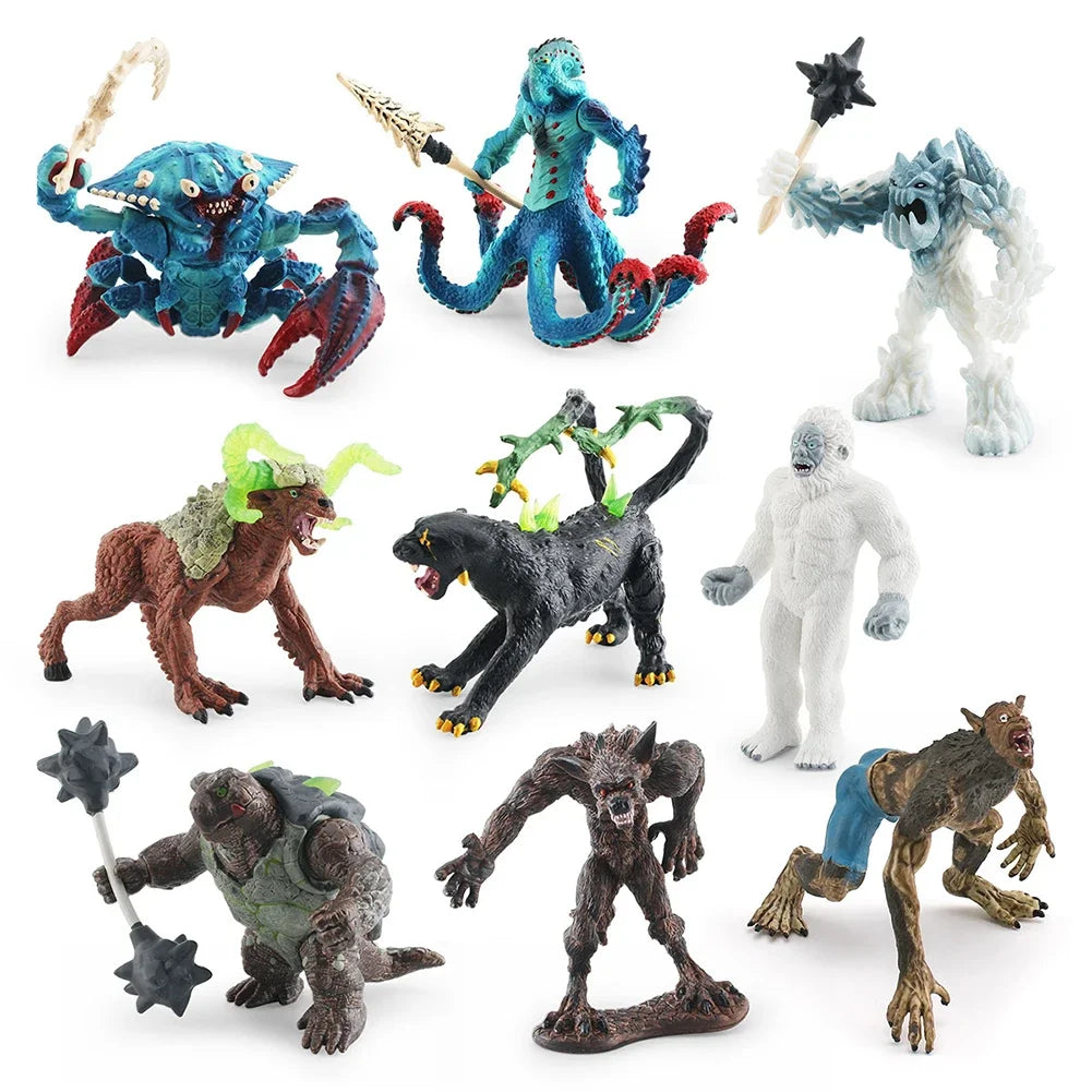 Creative Mythical Monster Figurine Battle Beast Action Figure Realistic Lion Snowmen Cattle Fantasy Model for Kids Gifts HIP